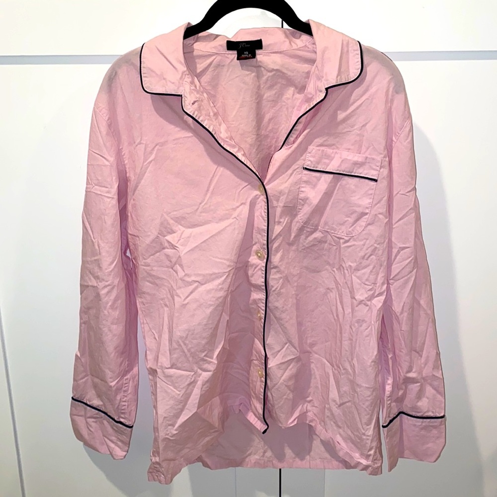 J.Crew long sleeve button up sleep shirt light pink size XS